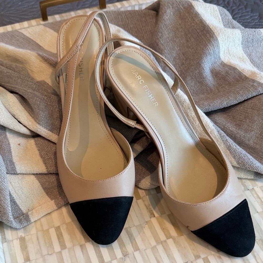 Marc Fisher Two-Tone Beige and Black Heels